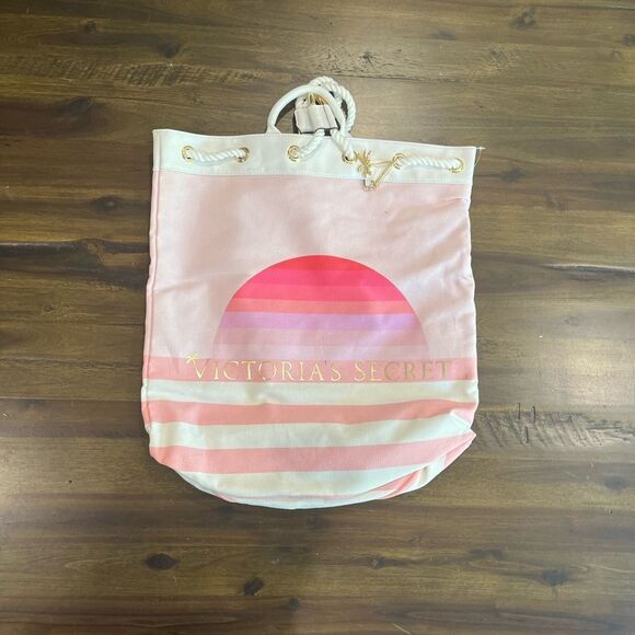 NWOT Victoria's Secret Beach Drawstring Backpack - Picture 1 of 8